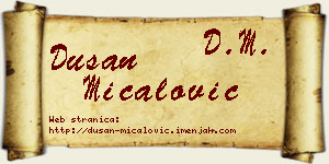 Dušan Mićalović vizit kartica